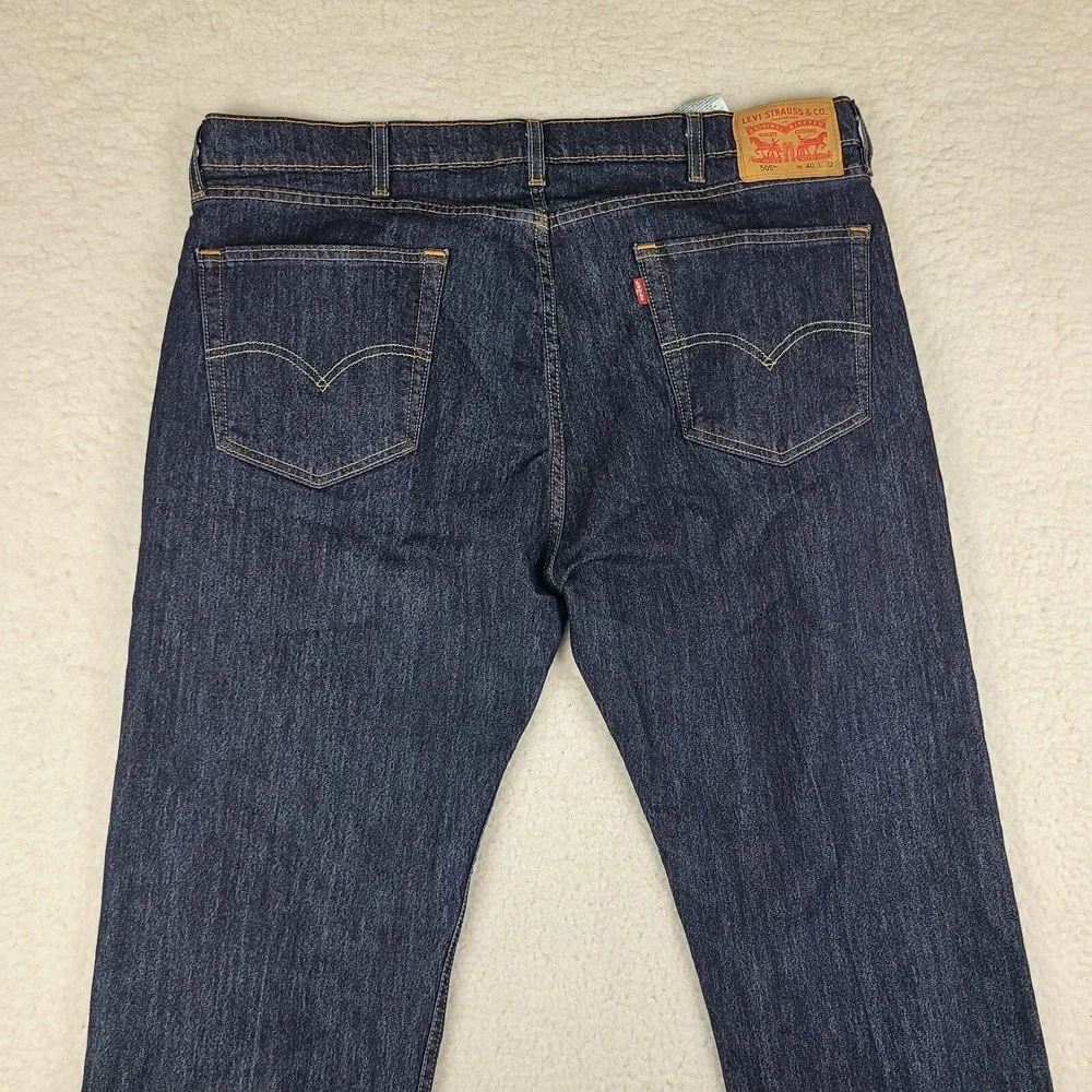 Levi's 505 Jeans Mens‎ 40x32 Straight Leg Cool Blue Dark Wash